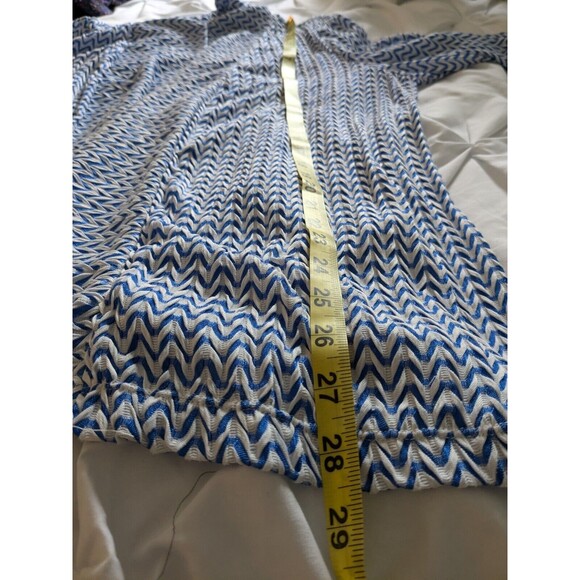 Chico's Cardigan Women's XL/3 Easy Wear Blue White Textured Open Front Chevron - Picture 11 of 11